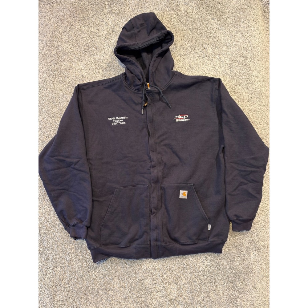 Carhartt Jacket Men XL Navy DCP Midstream FR Flame Resistant Full Zip Sweatshirt
